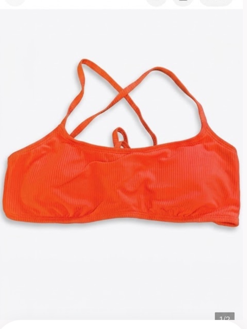 Malibu Ribbed Bikini Top - Bright Orange size M
